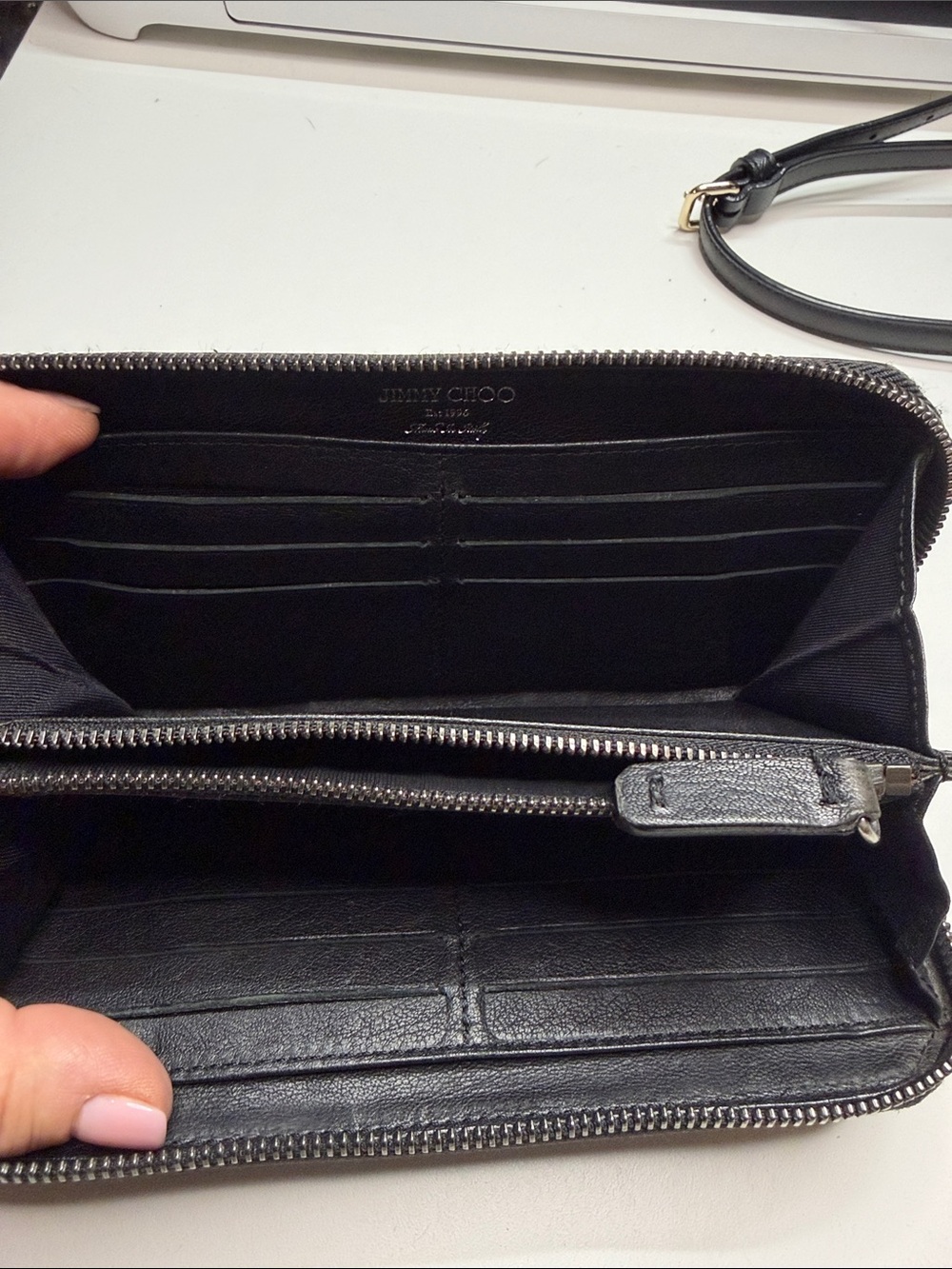 Jimmy Choo Black Leather Star-Studded Zip Wallet - Picture 7 of 9